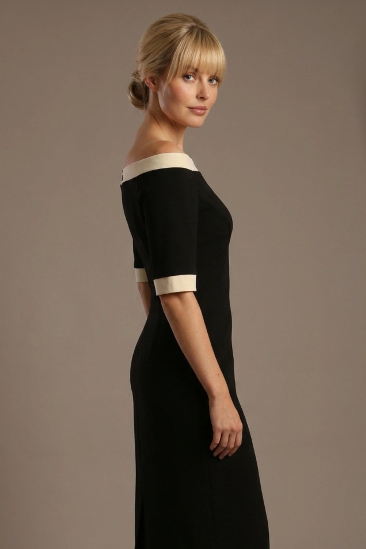 Brea Contrast Off-The-Shoulder Midi Dress – detail