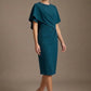Cypress Asymmetric Cape Detail Pencil Dress