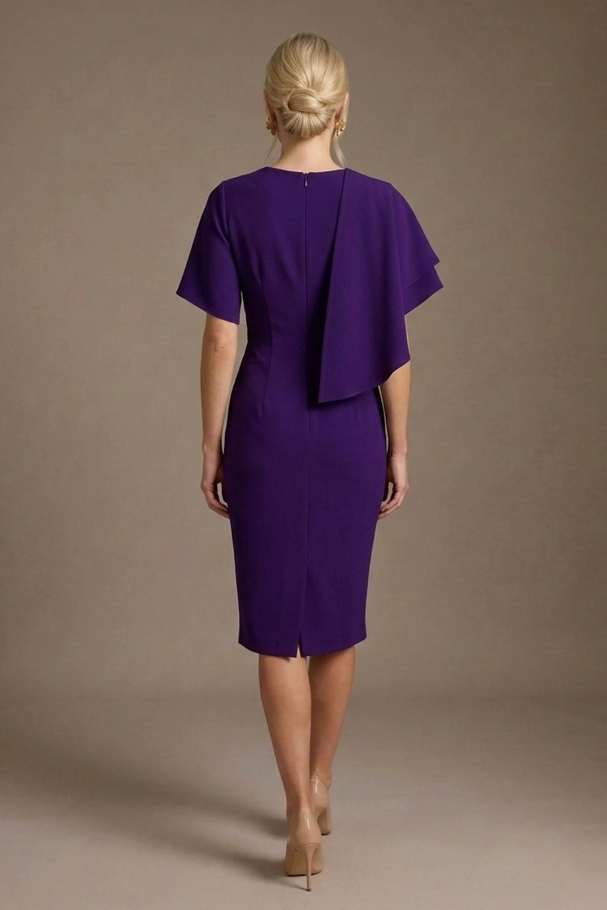Cypress Asymmetric Cape Detail Pencil Dress – Diva Catwalk, image 22