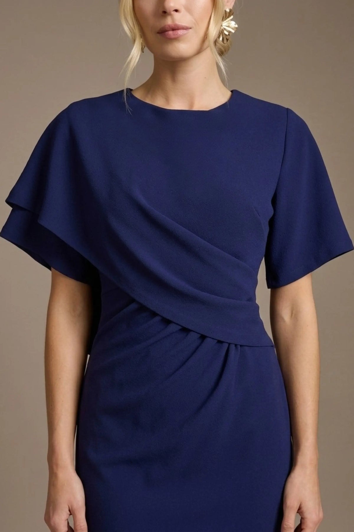 Cypress Asymmetric Cape Detail Pencil Dress – Diva Catwalk, image 6