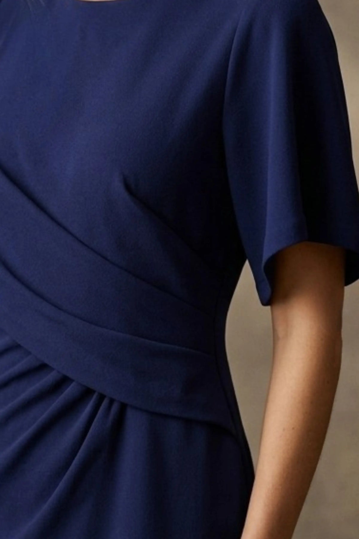 Cypress Asymmetric Cape Detail Pencil Dress