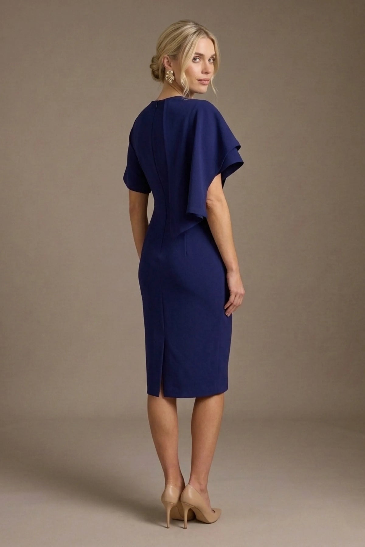 Cypress Asymmetric Cape Detail Pencil Dress – Diva Catwalk, image 13