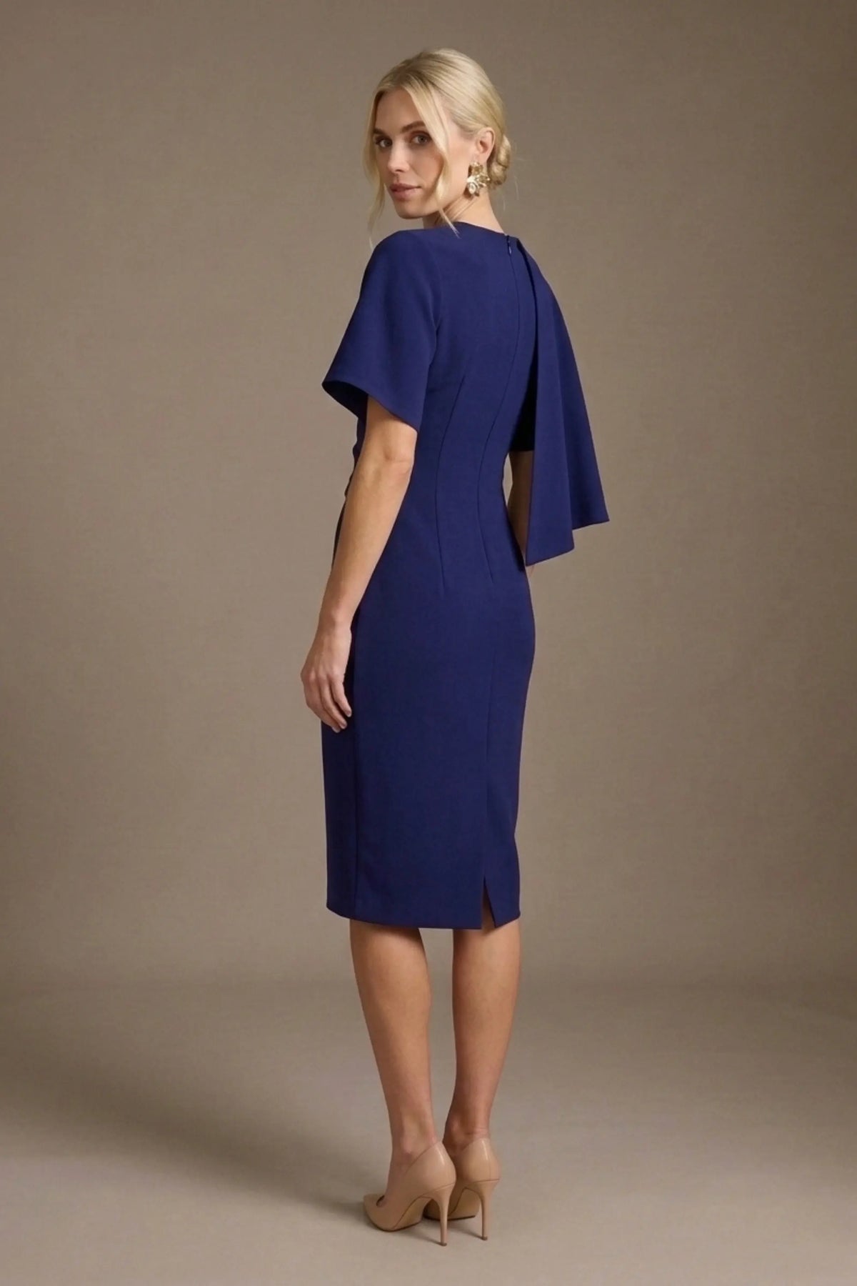 Cypress Asymmetric Cape Detail Pencil Dress – Diva Catwalk, image 15