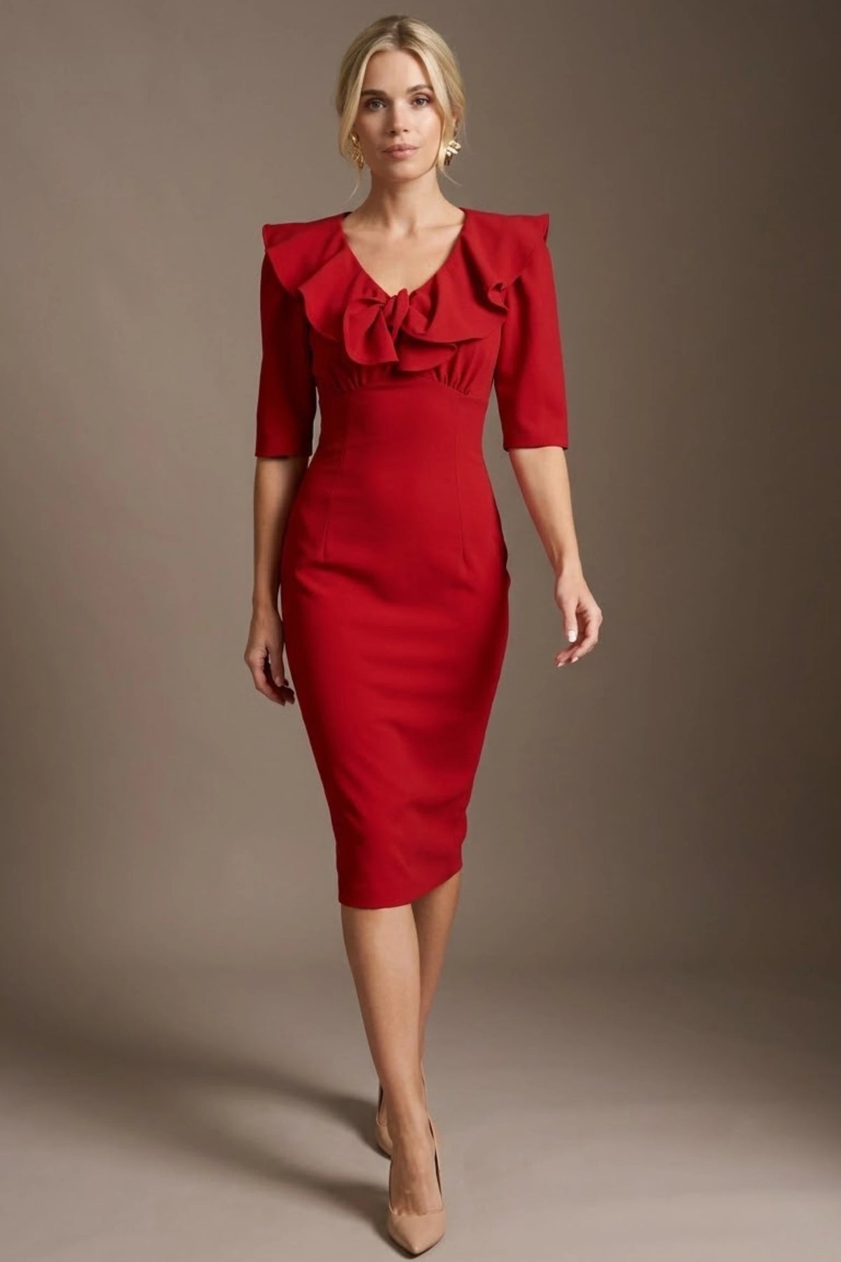 Caister Statement Frill Tie Pencil Dress – Diva Catwalk, image 9