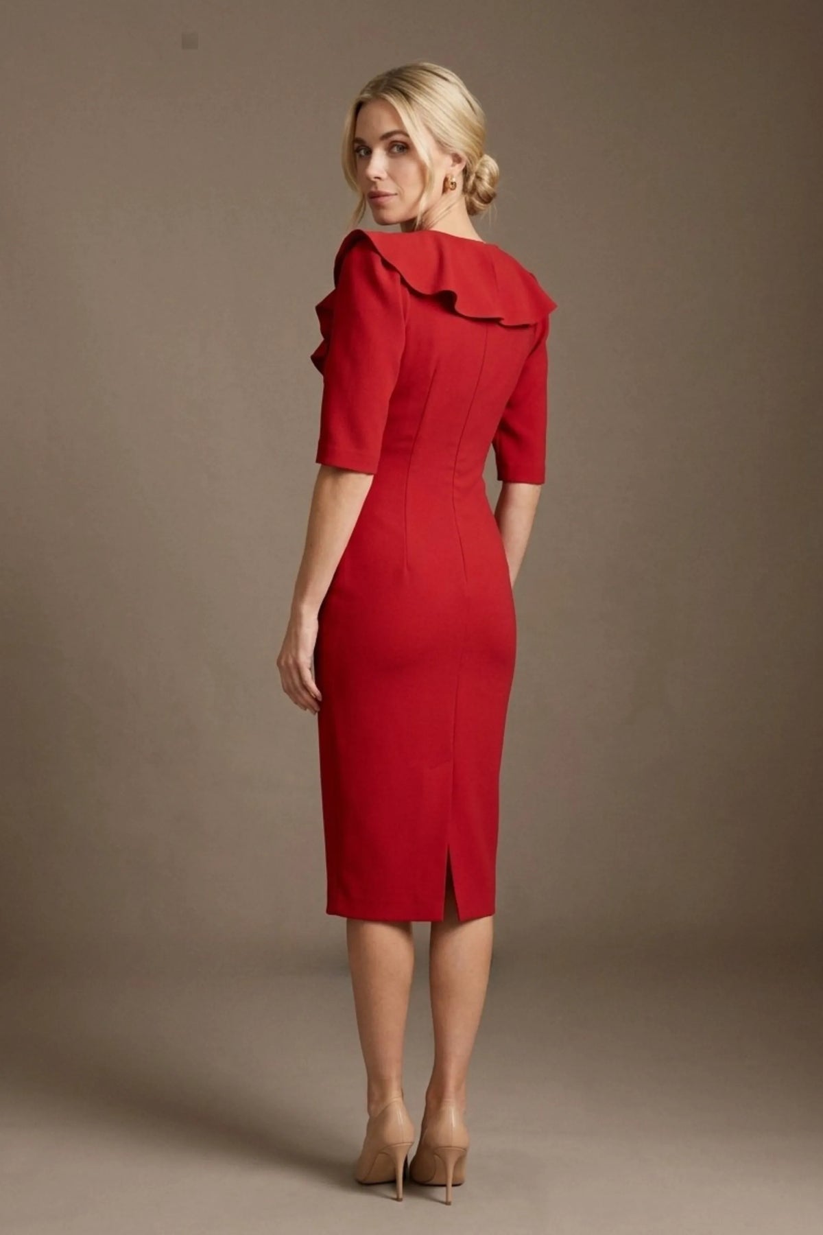 Caister Statement Frill Tie Pencil Dress – Diva Catwalk, image 2