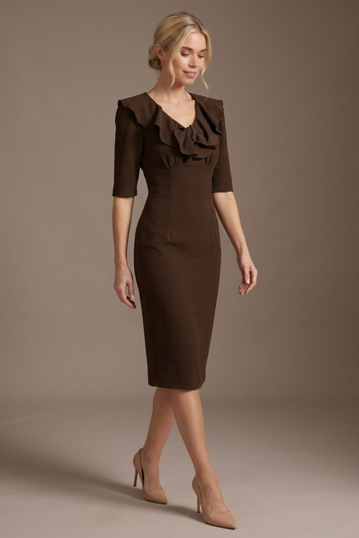 Caister Statement Frill Tie Pencil Dress – Diva Catwalk, image 16