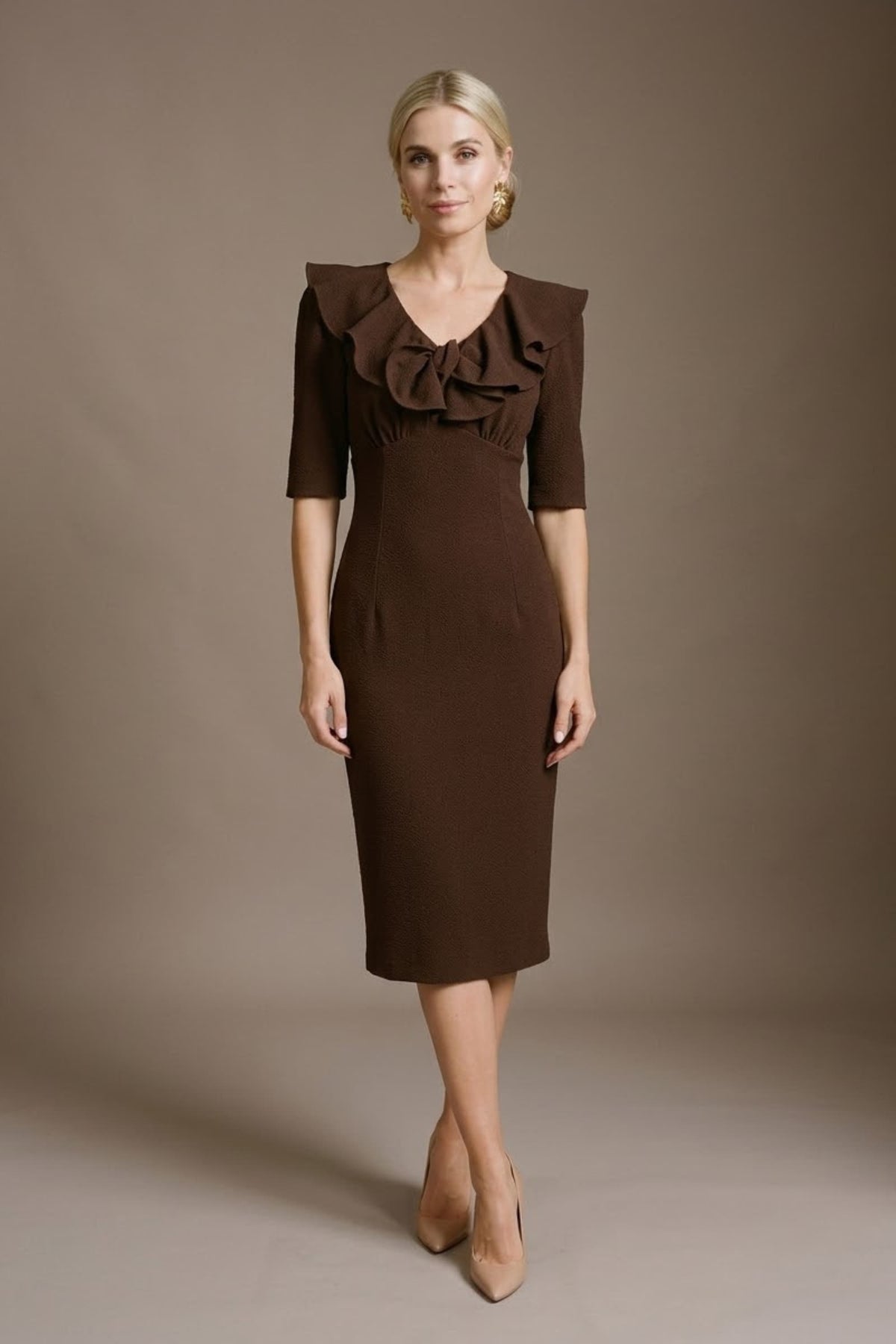 Caister Statement Frill Tie Pencil Dress