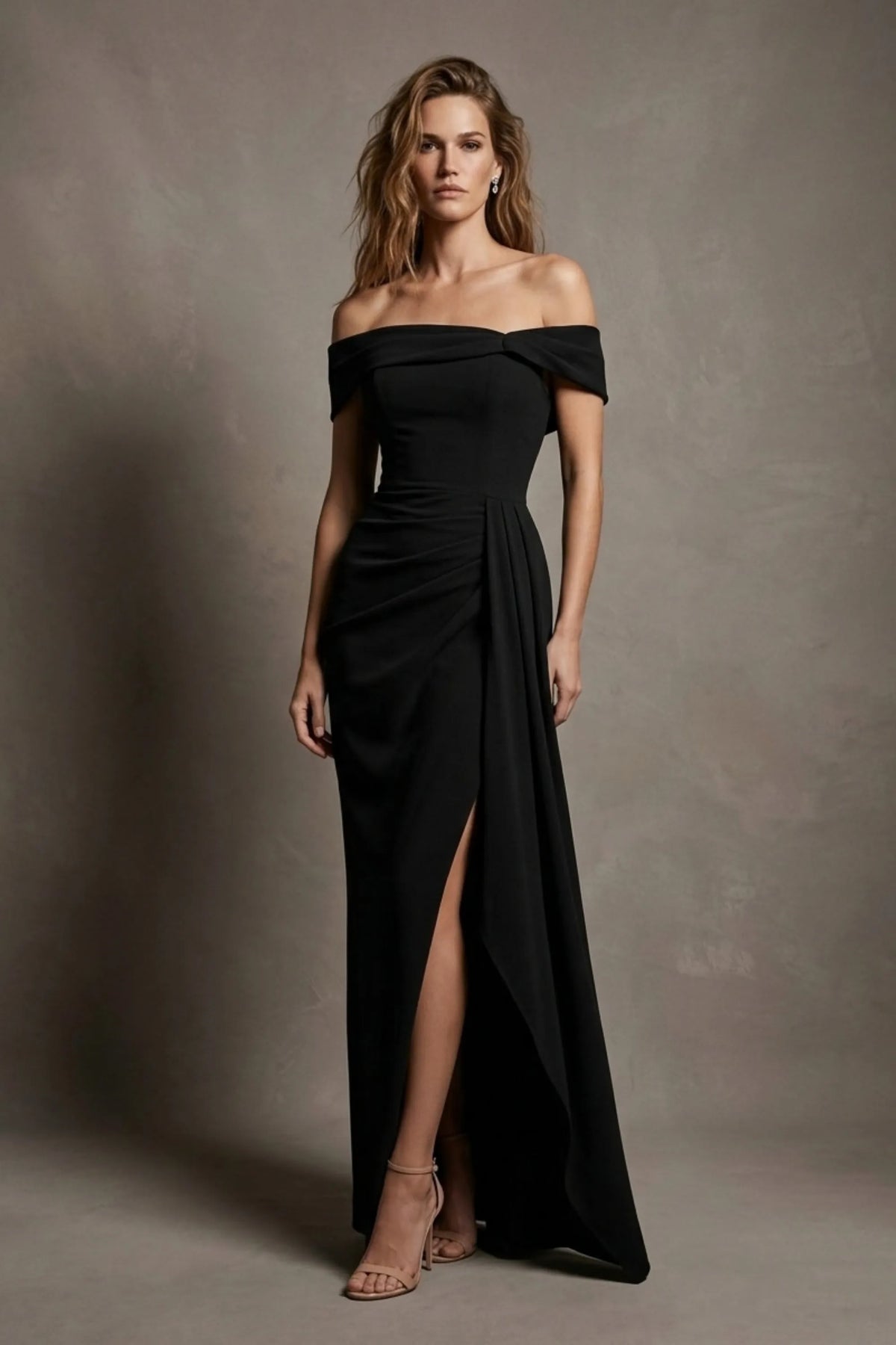 Othello Off-The-Shoulder Drape Maxi Dress in Black – Diva Catwalk, image 52