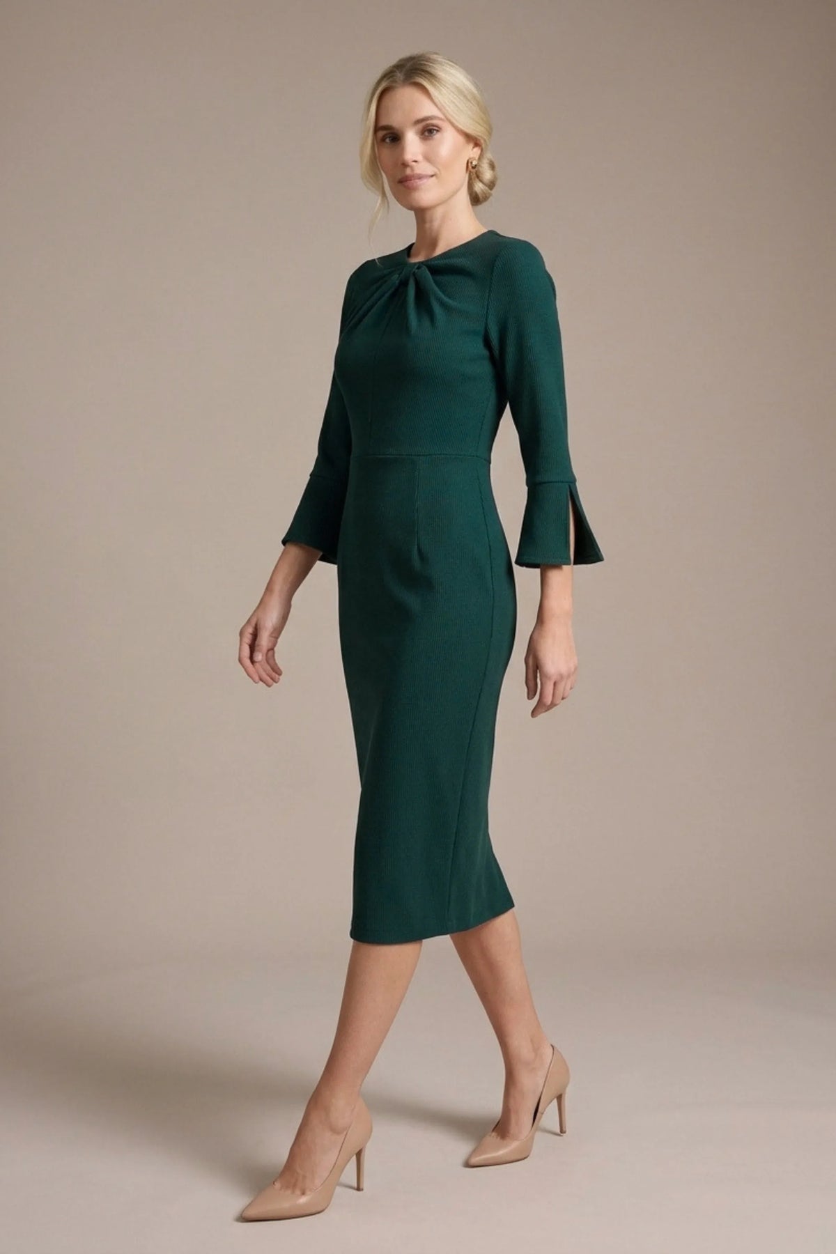 Muirfield Gathered Keyhole Pencil Dress in Green Gables – Diva Catwalk, image 13