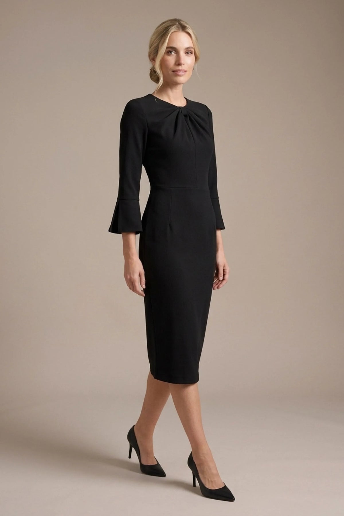 Muirfield Gathered Keyhole Pencil Dress in Black – Diva Catwalk, image 18