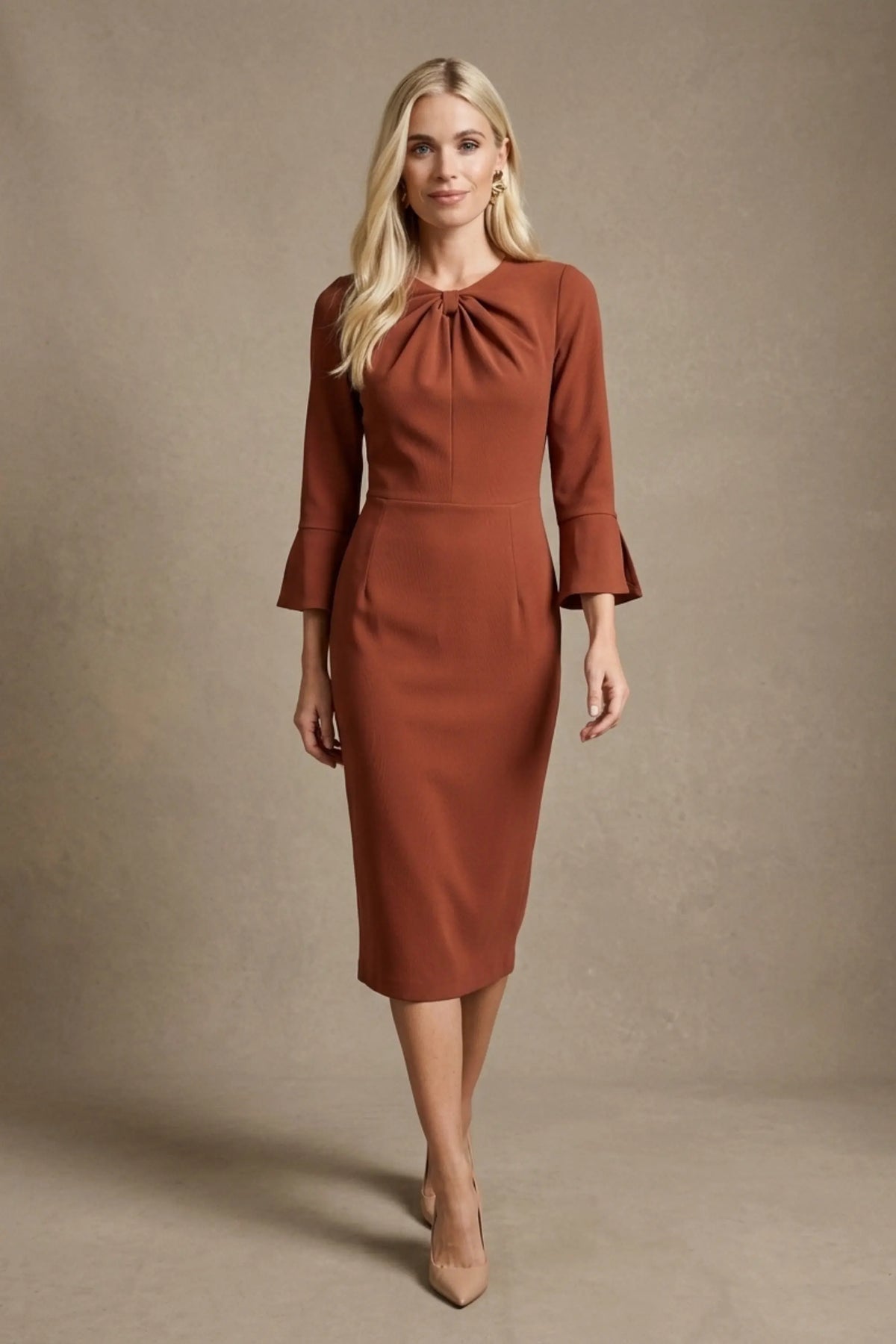 Muirfield Gathered Keyhole Pencil Dress – Diva Catwalk, image 6