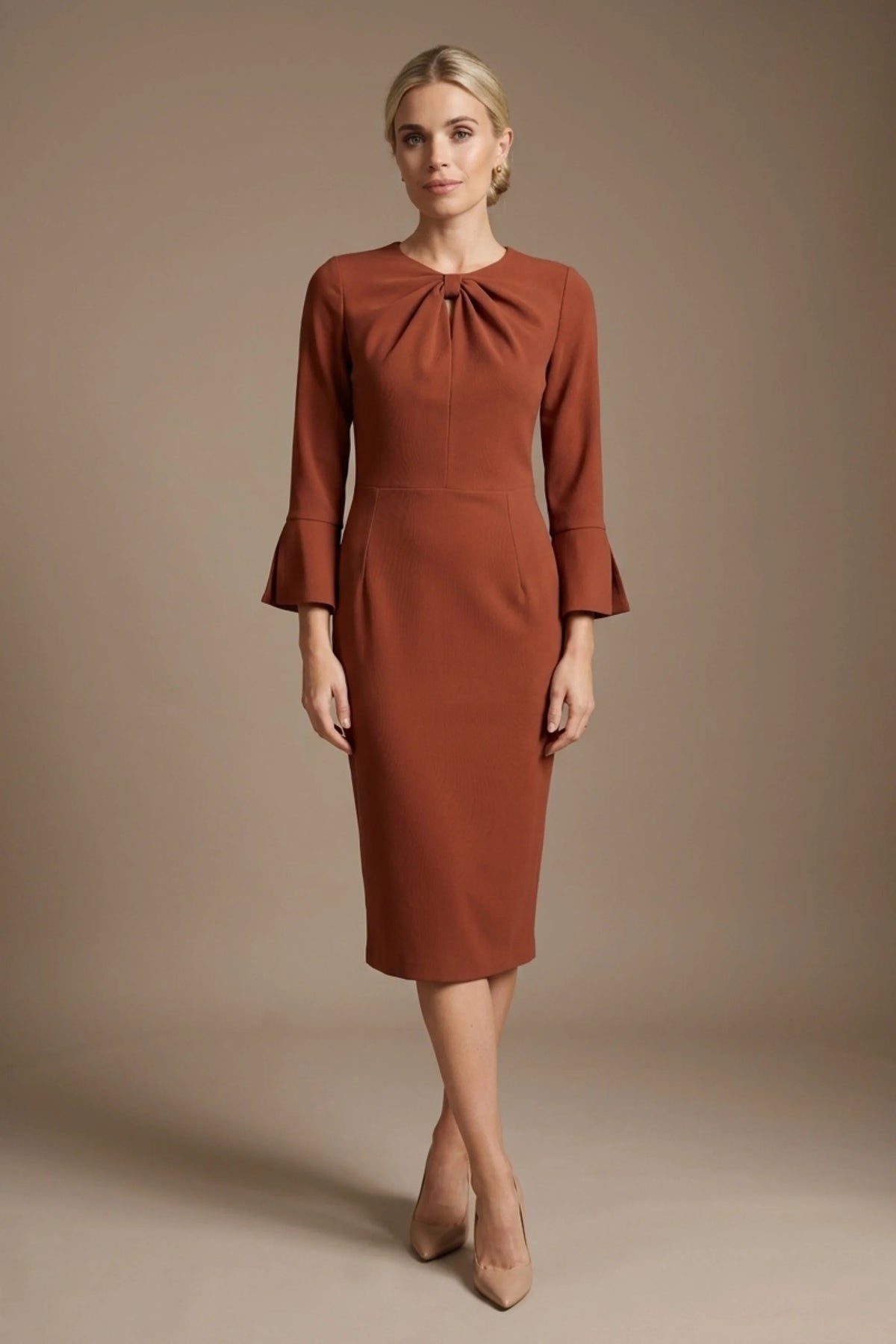 Muirfield Gathered Keyhole Pencil Dress – Diva Catwalk, image 9