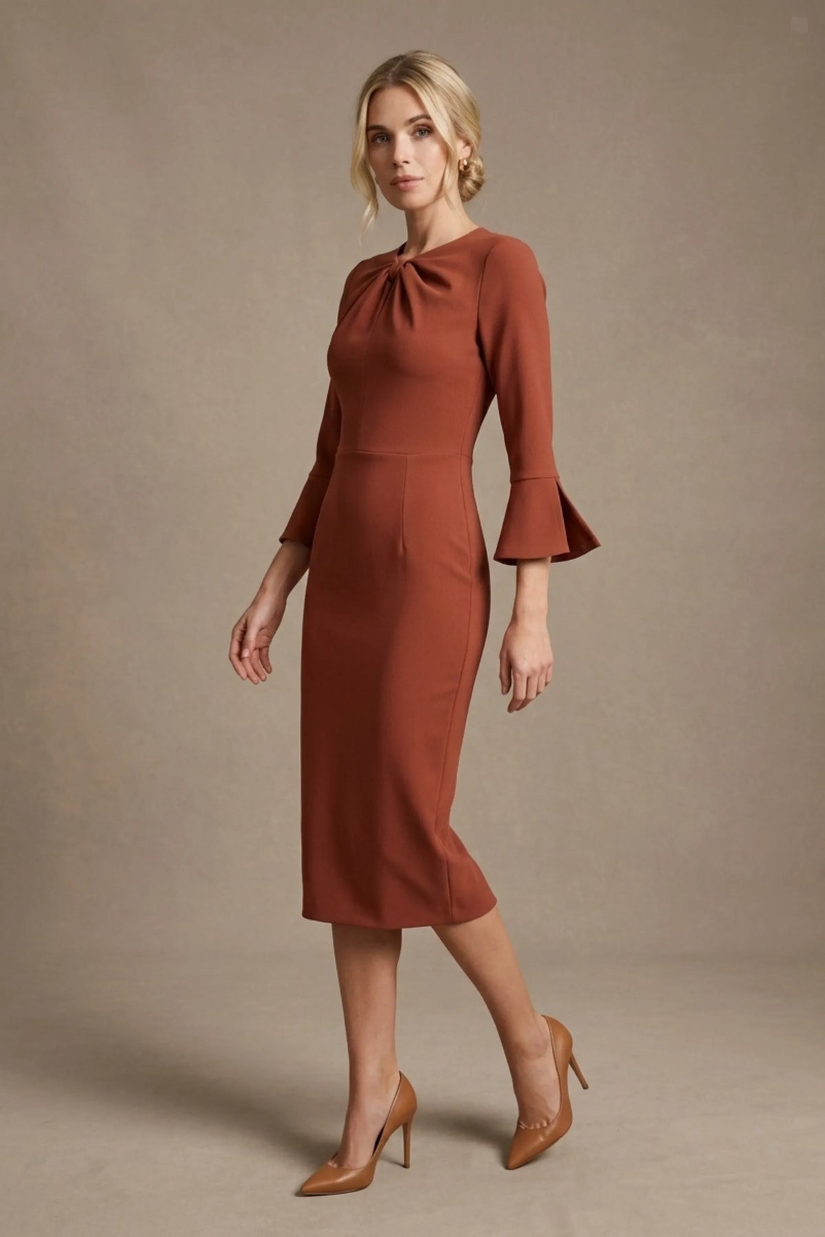 Muirfield Gathered Keyhole Pencil Dress – Diva Catwalk, image 3