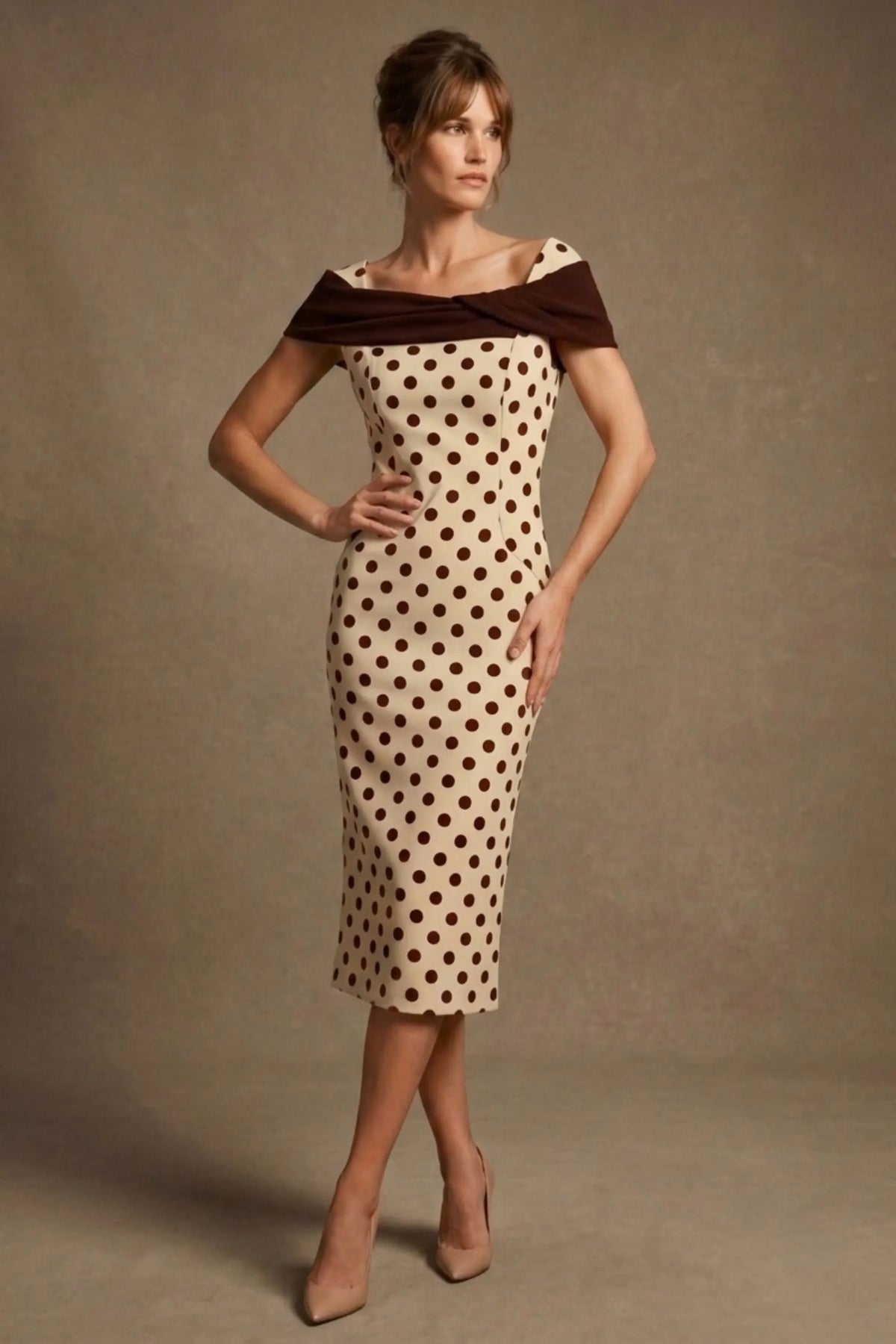 Norfolk Contrast Spot Shawl Dress – Diva Catwalk, image 6