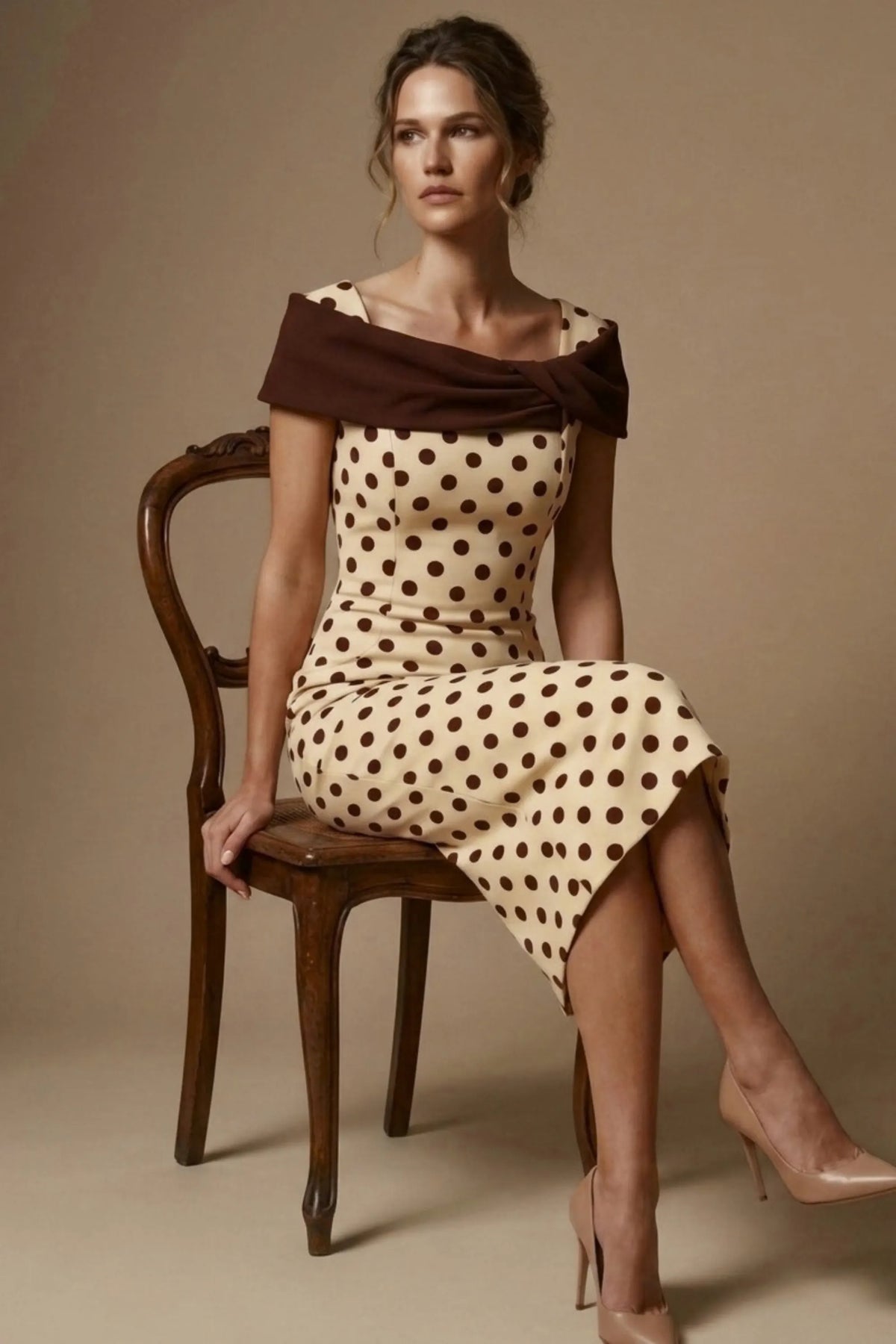 Norfolk Contrast Spot Shawl Dress – Diva Catwalk, image 11