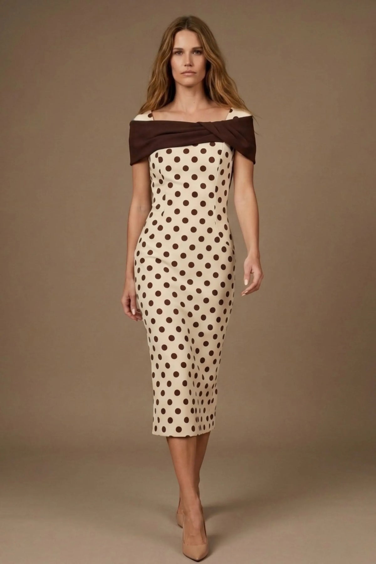 Norfolk Contrast Spot Shawl Dress – Diva Catwalk, image 7