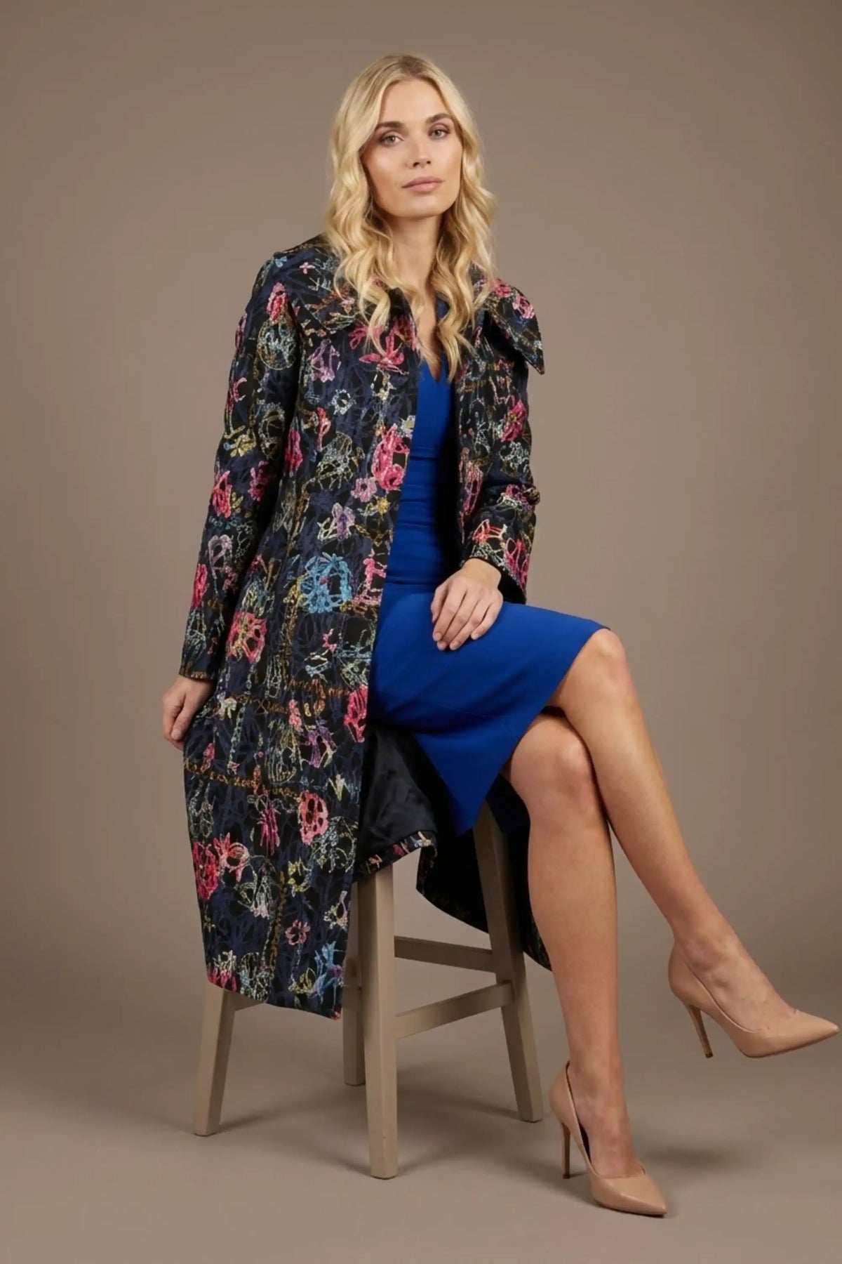 Brianca Floral Embroidered Coat in NIGHTSHADE BLOOM – Diva Catwalk, image 1