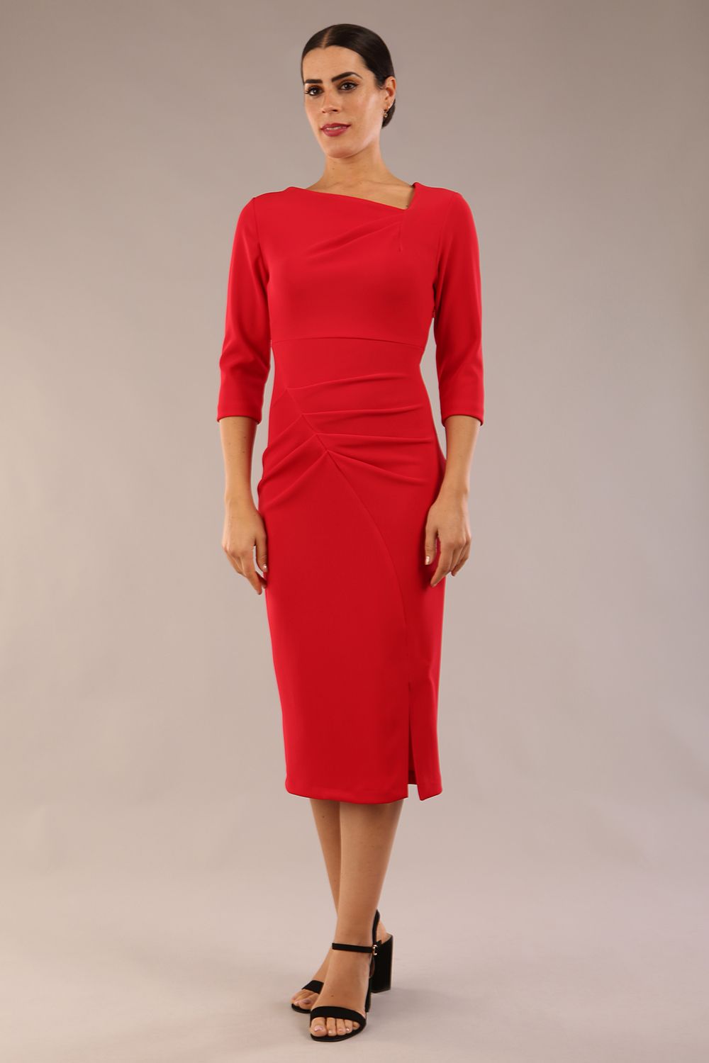 Amity Asymmetric Neckline Pleated Dress – Diva Catwalk, image 3