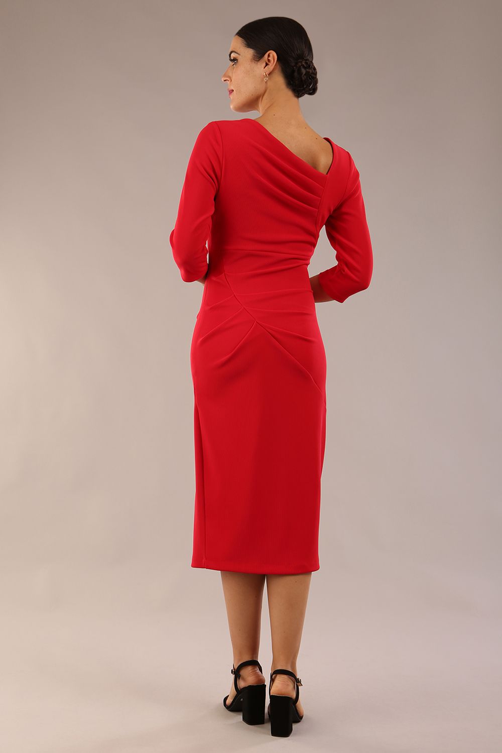 Amity Asymmetric Neckline Pleated Dress – Diva Catwalk, image 2