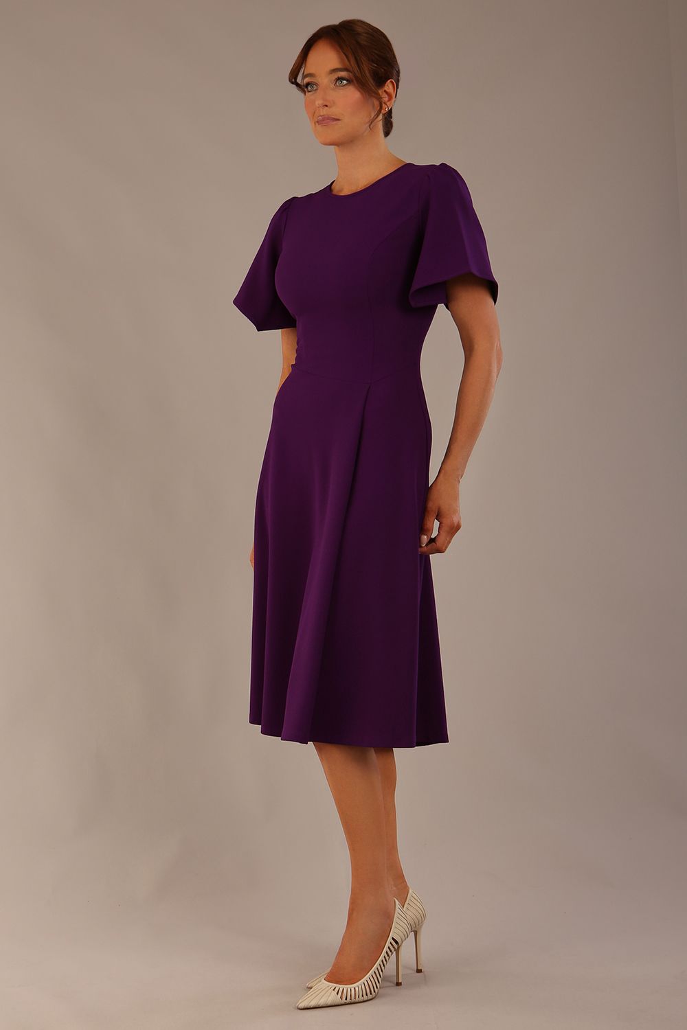 Anders Petal Sleeve A-Line Dress in Purple – Diva Catwalk, image 12