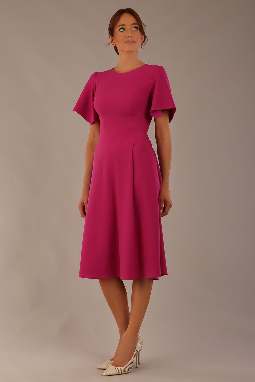 Anders Petal Sleeve A-Line Dress in Magenta – Diva Catwalk, image 16