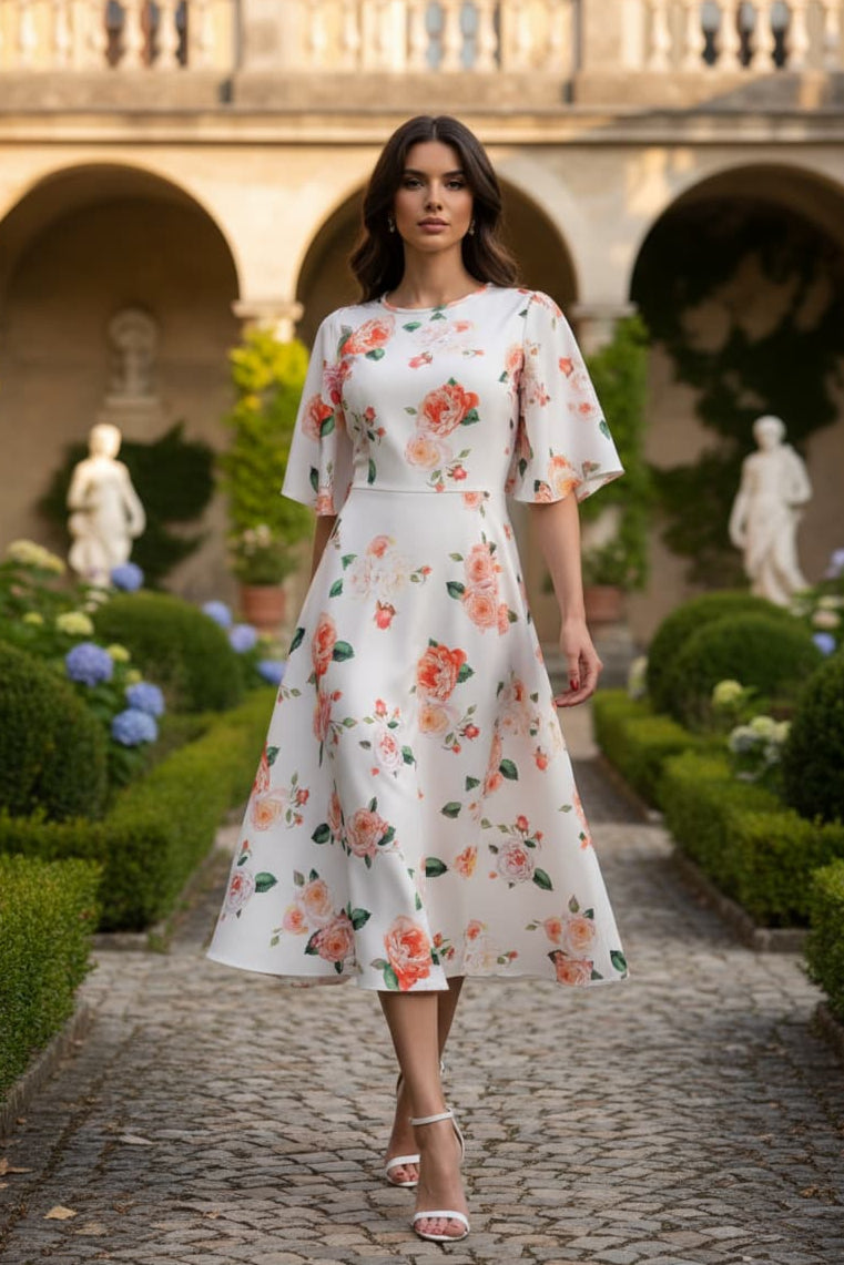 Ariana A-Line Midaxi Dress in Rose Garden Print – Diva Catwalk, image 2