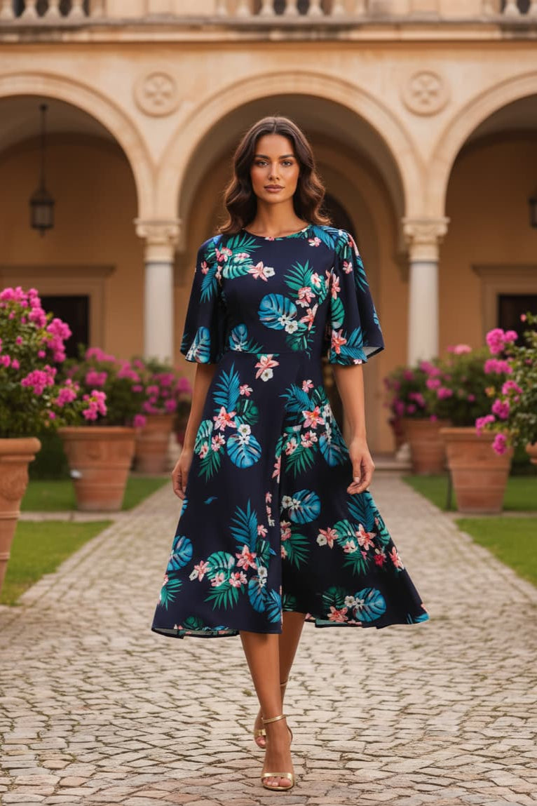 Ariana A-Line Midaxi Dress in Tropical Floral Print – Diva Catwalk, image 16