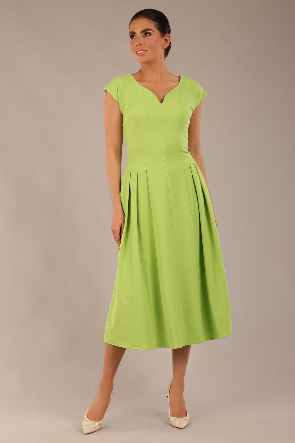 Audrey A-line Midi Dress With Pockets 