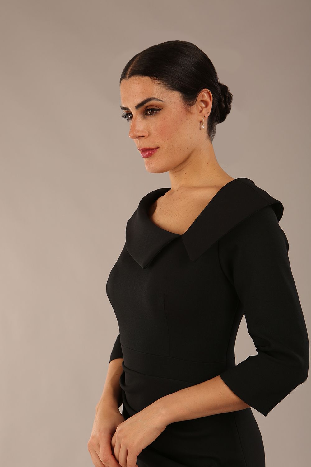 Bentley 3/4 Sleeve Knee Length Pencil Dress in Black – Diva Catwalk, image 15