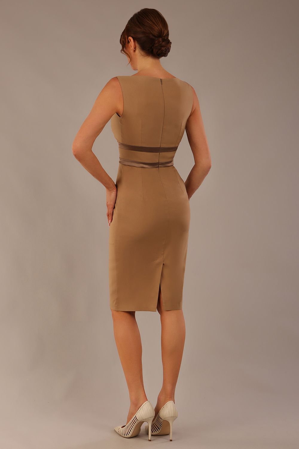Bijou Sleeveless Bodycon Pencil Dress with Satin Detail – Diva Catwalk, image 2