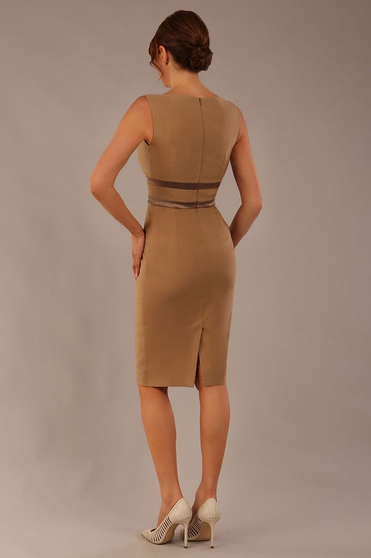 Bijou Sleeveless Bodycon Pencil Dress with Satin Detail 