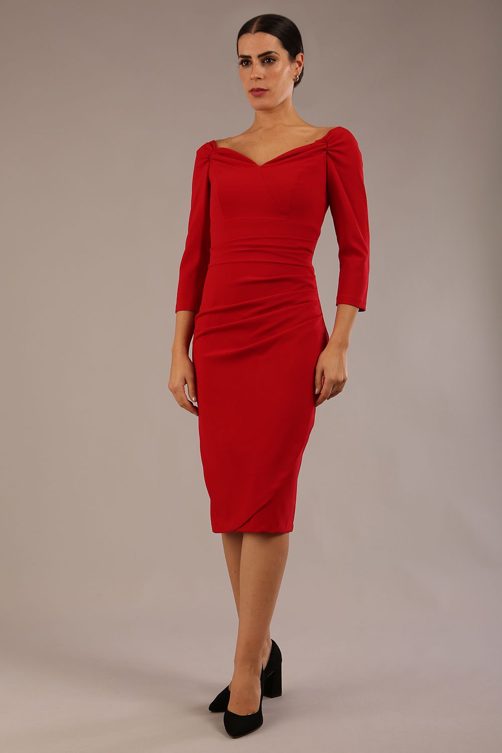 Breton Off Shoulder Pencil Dress 