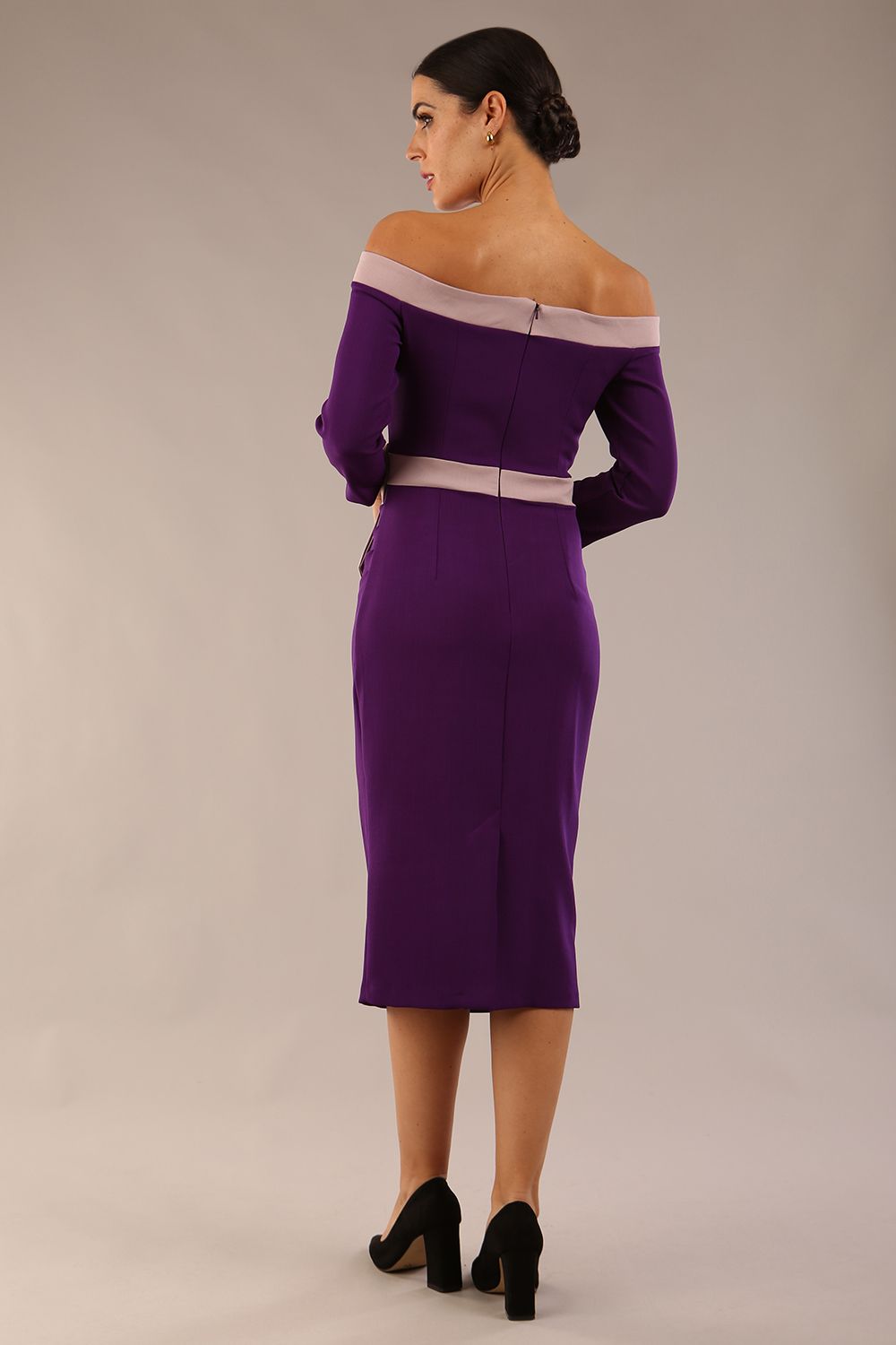 Brittany Off Shoulder Bow detail Pencil Dress – Diva Catwalk, image 5