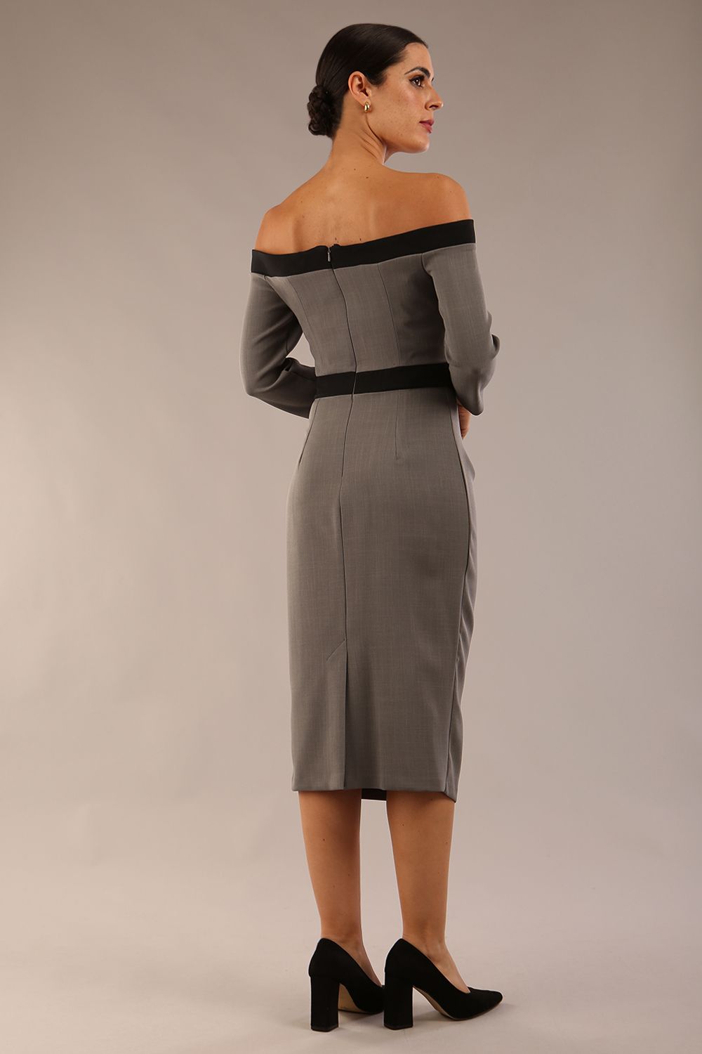 Brittany Off Shoulder Bow detail Pencil Dress – Diva Catwalk, image 10