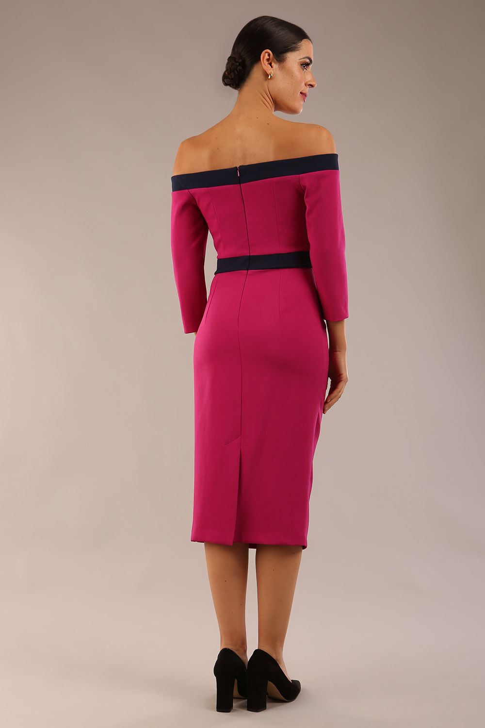Brittany Off Shoulder Bow detail Pencil Dress – Diva Catwalk, image 11