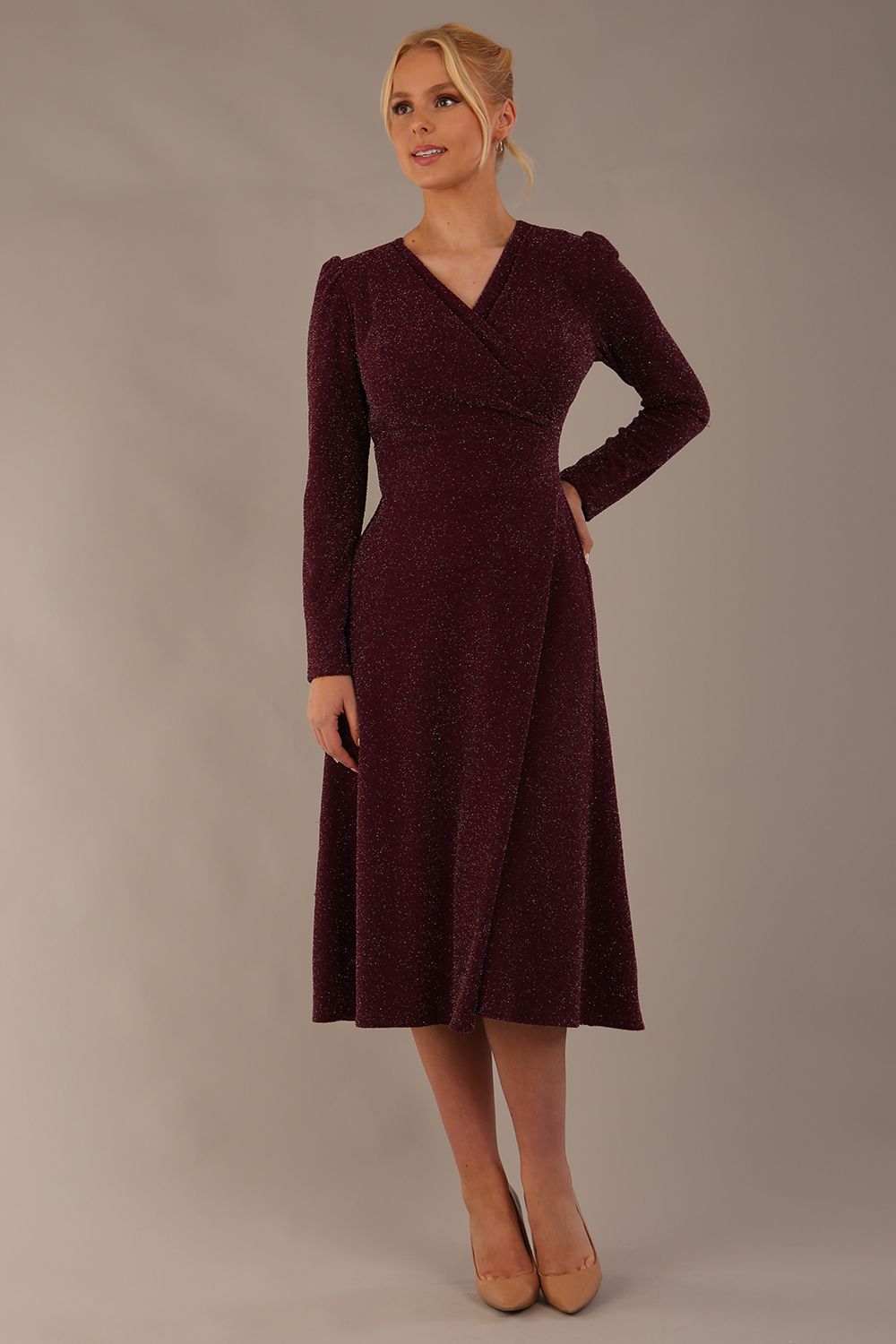 Calvert Sparkle Wrap V-Neck Dress 