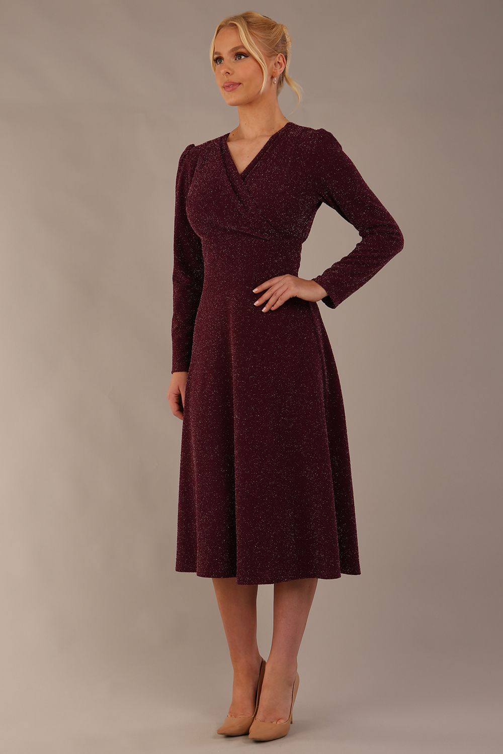 Calvert Sparkle Wrap V-Neck Dress 