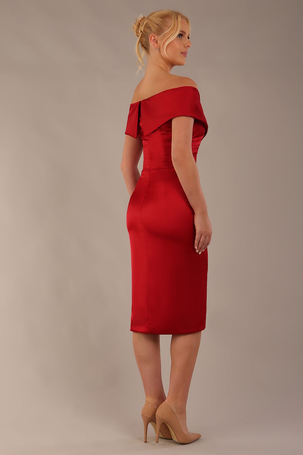 Casa Blanca Off Shoulder Satin Dress – Diva Catwalk, image 3