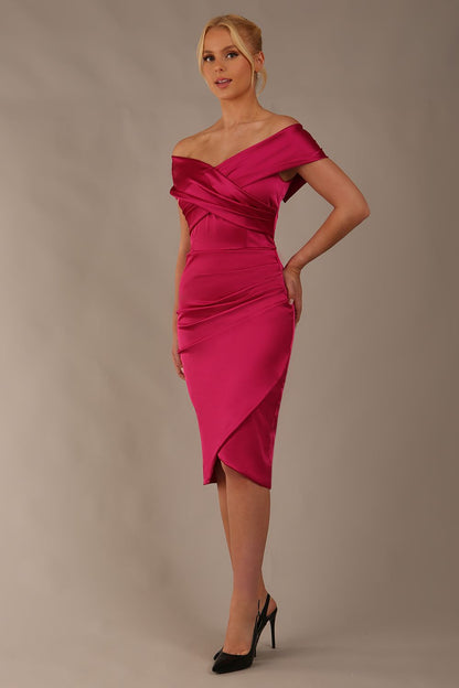Casa Blanca Off Shoulder Satin Dress 