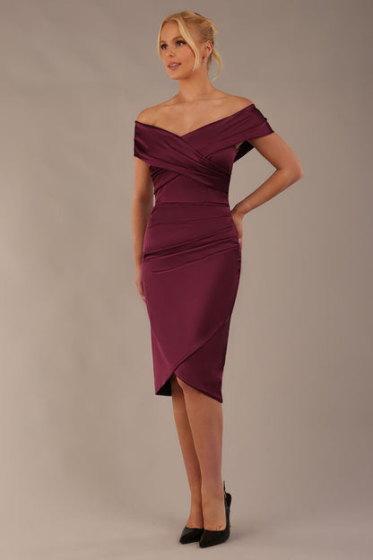 Casa Blanca Off Shoulder Satin Dress 