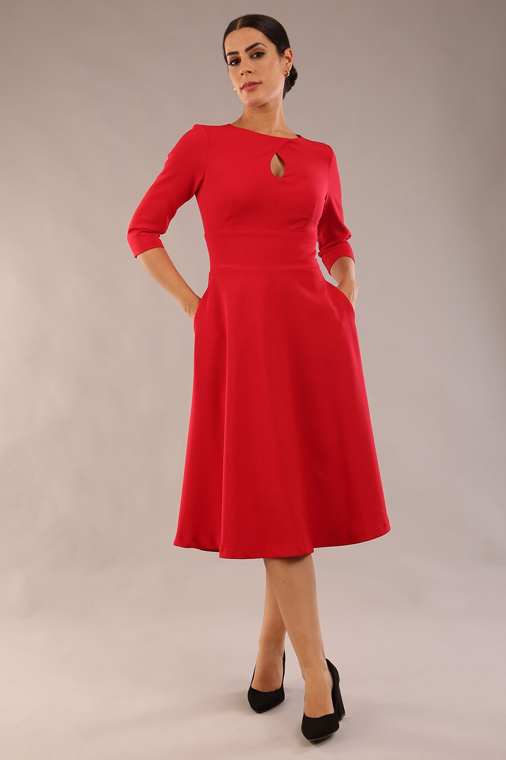Casares Three Quarter Sleeve A-line Dress 