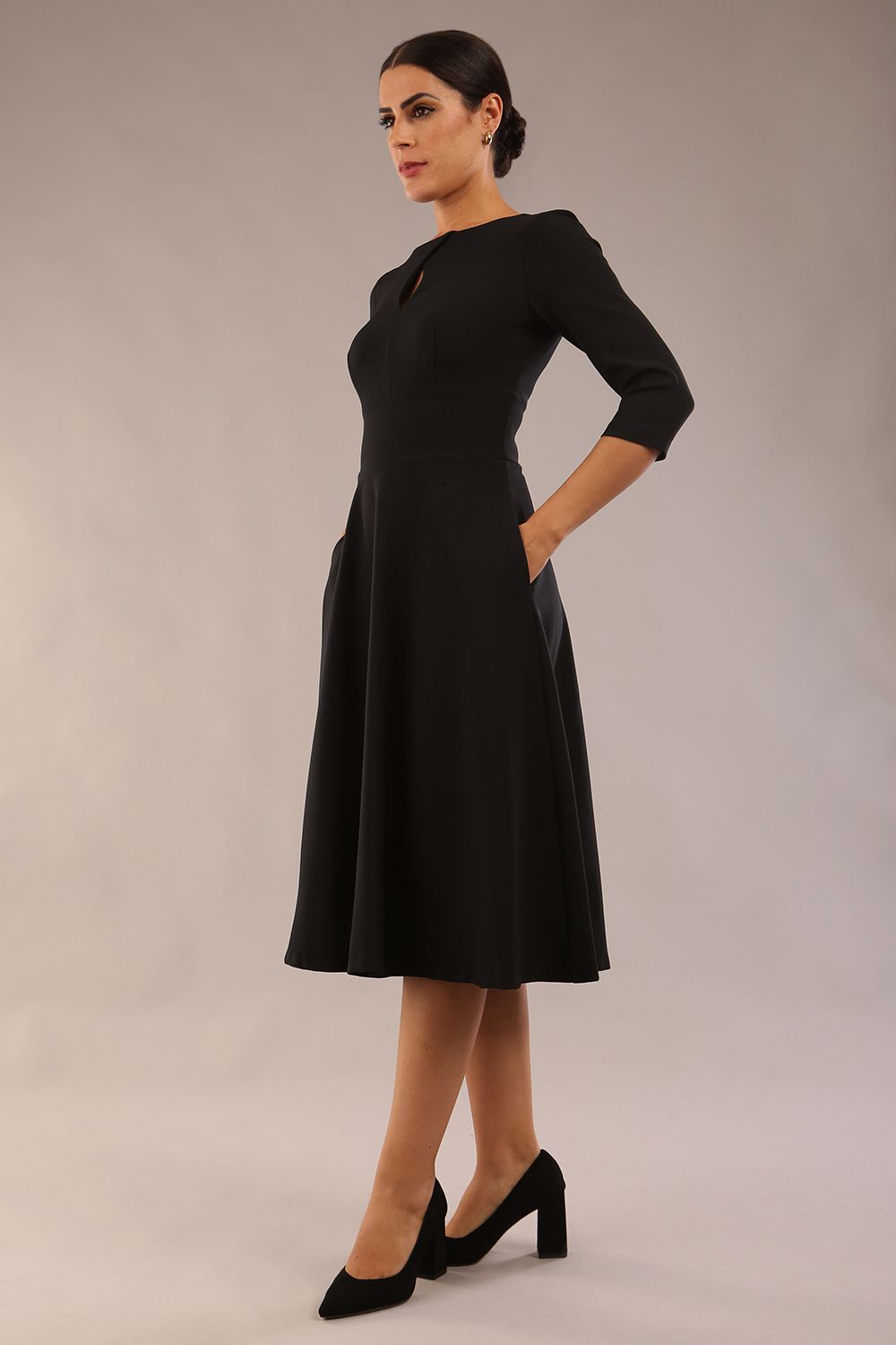 Casares Three Quarter Sleeve A-line Dress 