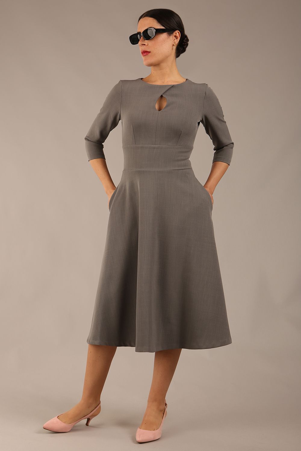 Casares Three Quarter Sleeve A-line Dress – Diva Catwalk, image 31