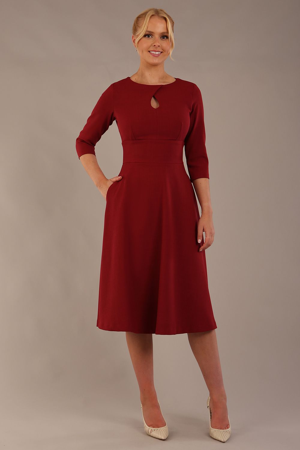 Casares Three Quarter Sleeve A-line Dress 