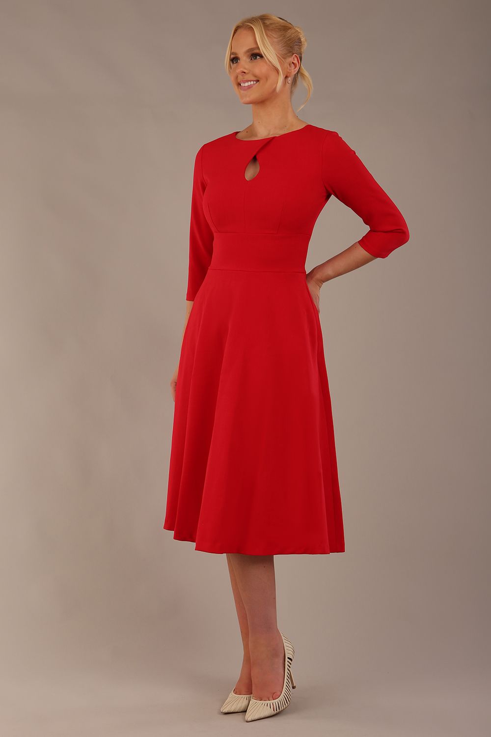 Casares Three Quarter Sleeve A-line Dress 