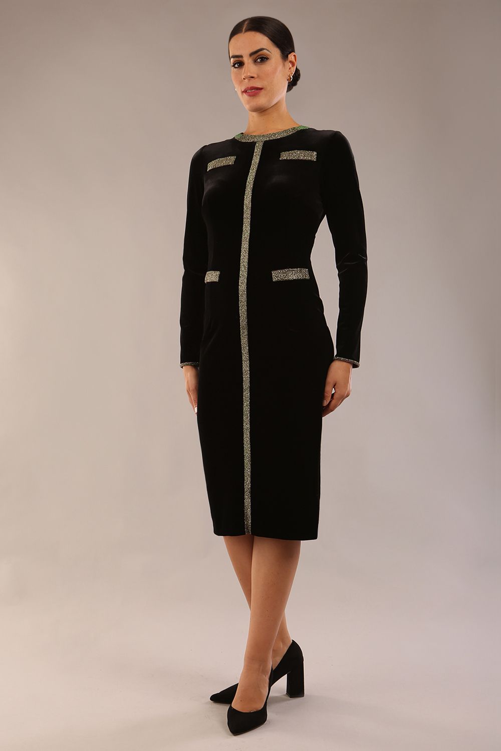 Caspian Glitter Contrast Pencil Dress – Diva Catwalk, image 2