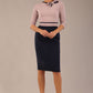 Cherie Sleeved Contrast Bow Neck Pencil Dress 
