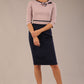 Cherie Sleeved Contrast Bow Neck Pencil Dress 
