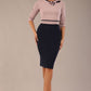 Cherie Sleeved Contrast Bow Neck Pencil Dress 