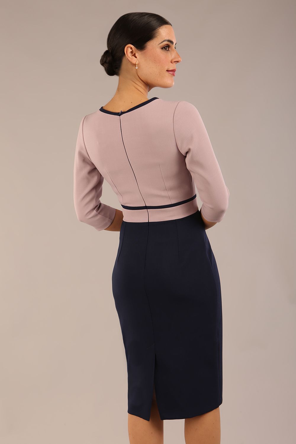 Cherie Sleeved Contrast Bow Neck Pencil Dress – Diva Catwalk, image 10